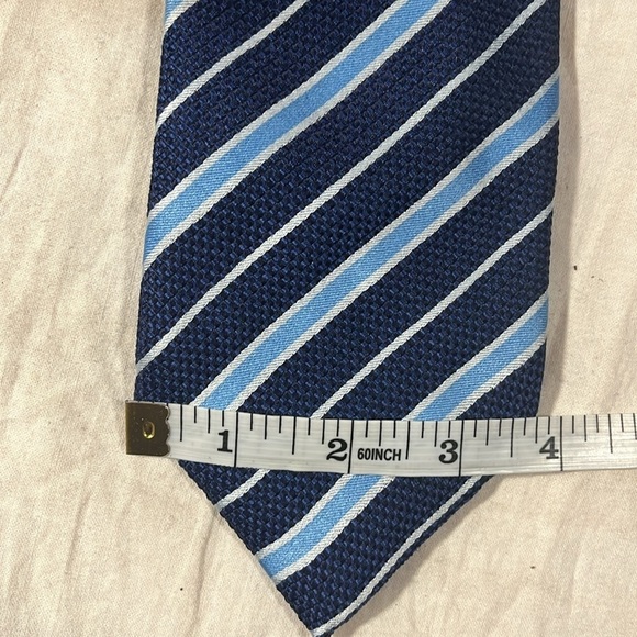 Canali Silk Blend Blue Stripes Woven Tie - Picture 5 of 5